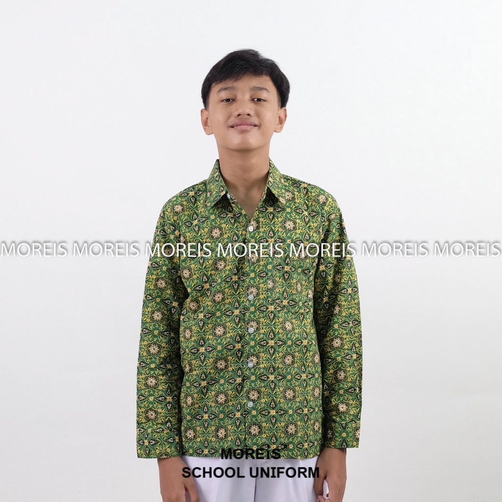 Seragam Baju Batik Panjang SD/MI/TK/PAUD JM Hijau 005