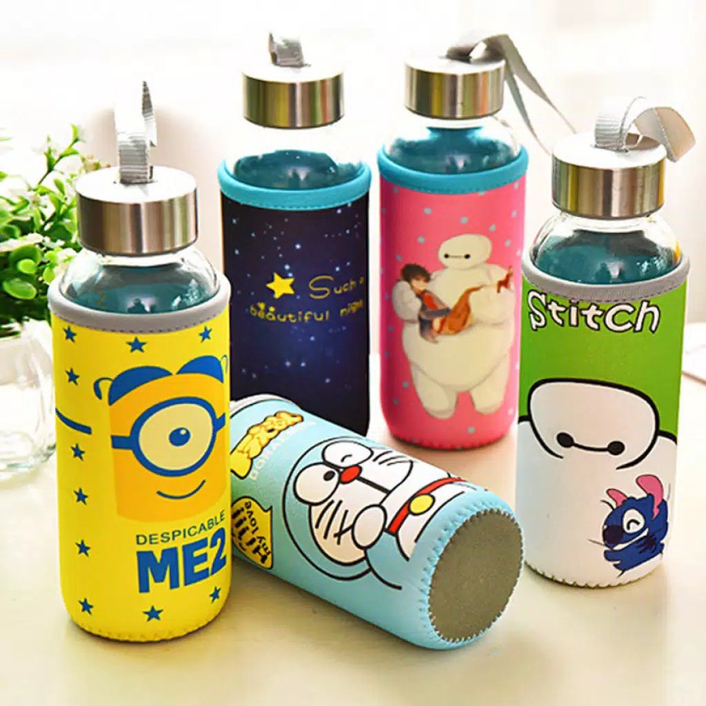 Botol Minum Kaca Dengan Handle Sarung Karakter Shopee Botol Minum Kaca Dengan Handle Sarung Karakter Shopee
