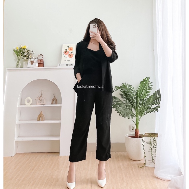 lookatmeofficial • Clarisa Set Wanita 3in1 - Setelan Kantor Wanita Blazer + Pants