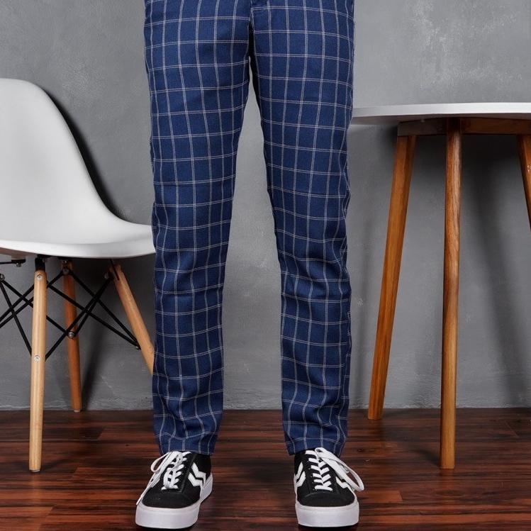 "GRG.15Jn22ᴳ" CELANA CHINO TARTAN PRIA ANKLE PANTS MOTIF KOTAK2 WANITA