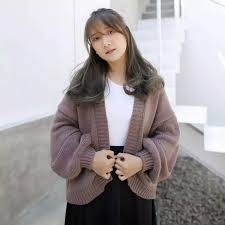 ELDIO CARDIGAN RAJUT OVERSIZE ALIVIA PREMIUM-burgundy