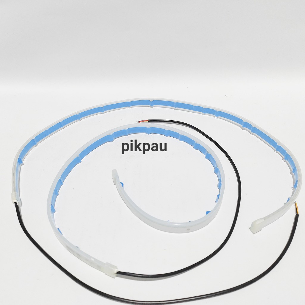 Sepasang LED Alis Slim Fleksibel DRL Waterproof 2 Warna 60cm Running MotorMobil Warna Ice Blue