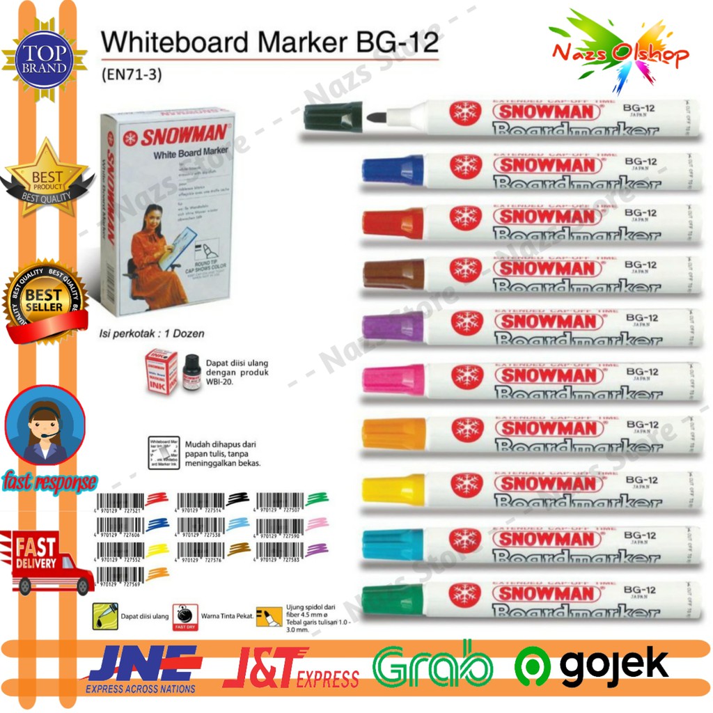 

Spidol Whiteboard / Papan Tulis / Marker Snowman BG-12