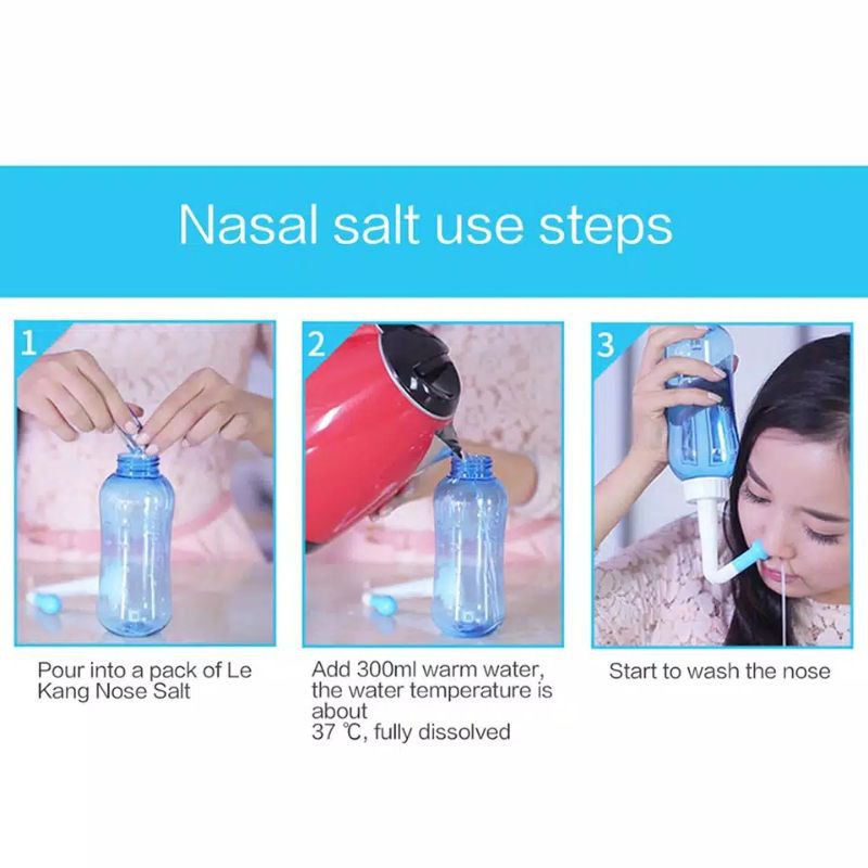 Botol Pembersih Hidung Nasal Wash Dan Garam Untuk Cuci Hidung Nose Nasal Rinse Salt Wash Cleaner