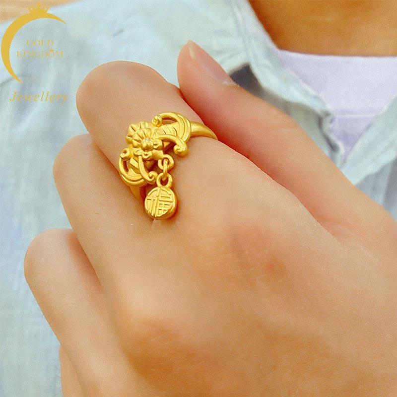 Goldkingdom Perhiasan Fashion Aksesoris Bangkok 24K Ready Stock Fortune Cincin Lapis Emas Asli Kadar 375 Antik Pria Dan Wanita Cincin Polos Untuk Pasangan