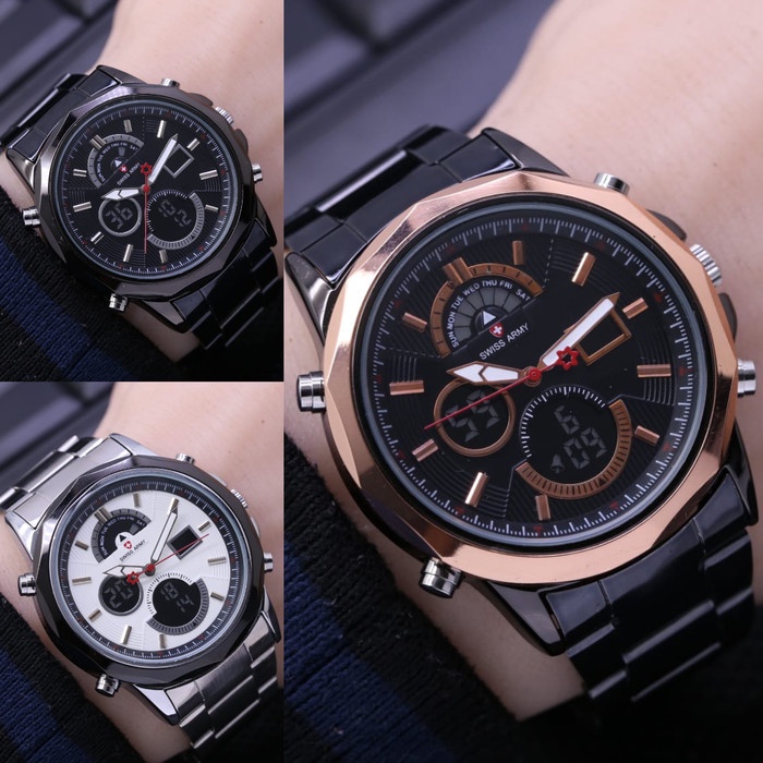 Jam Tangan Pria Fashion Watch Keren Murah COD Terbaru M7Z5 Jam Tangan Pria Swiss Army Double Time SA