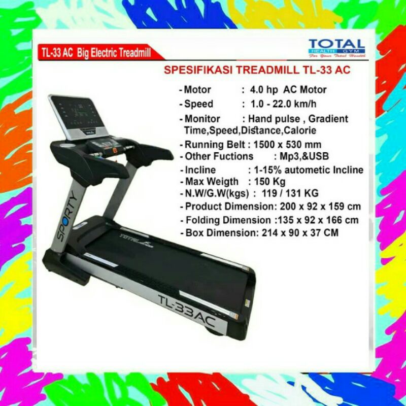 Treadmill elektrik tl 33AC/treadmil elektrik tl33ac/TL 33 ac TOTAL