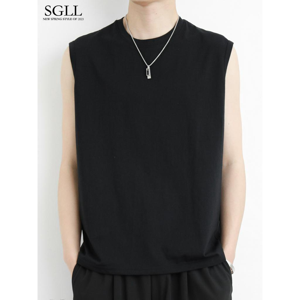 Singlet pria gymTank Top Men's Summer Fashion Brand Trendy Pure Cotton Vest Sweetheart Men's Sports 