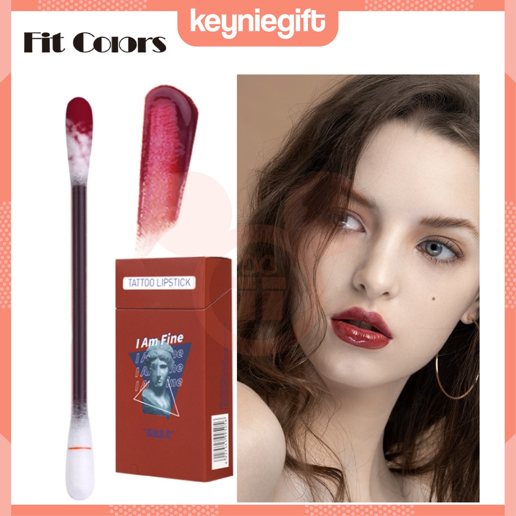 Fit Colors Cotton Bud Tattoo Lipstick Waterproof Lip Glaze Lipstik Tahan Lama Fitcolors FC008