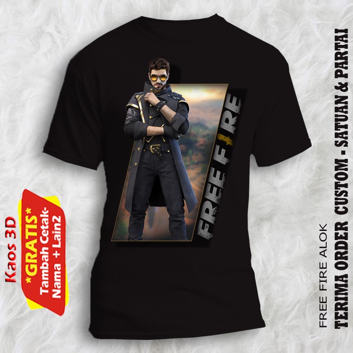 Kaos 3d gambar karakter Game Free Fire Alok semua ukuran pria wanita anak dan dewasa