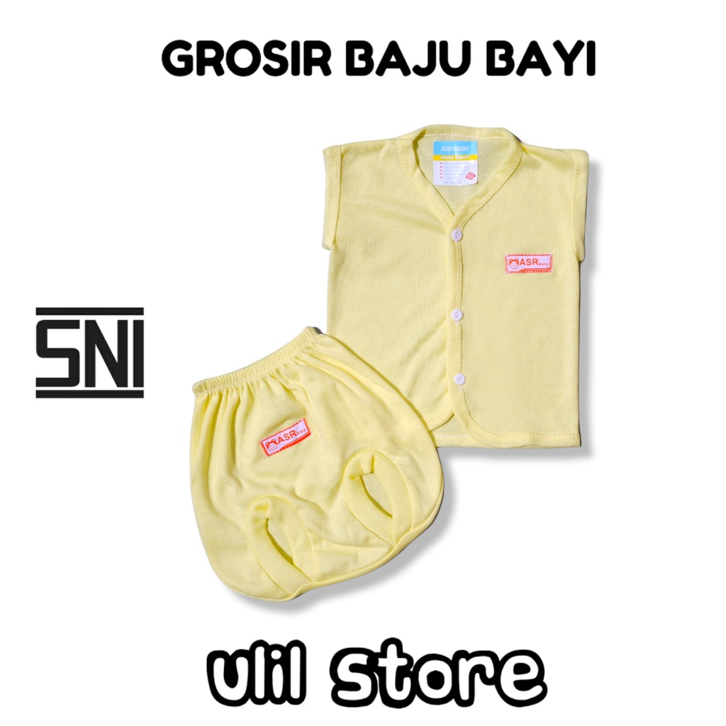6PC (3 Stel) Grosir Baju Bayi Kutung Newborn Arista Baby Polos Usia 0-4 Bulan-5