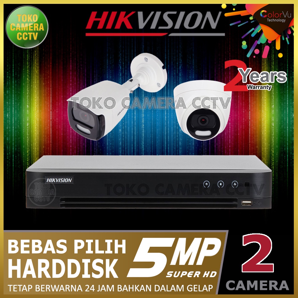 PAKET CCTV HIKVISION COLORVU 5MP 4 CHANNEL 2 KAMERA