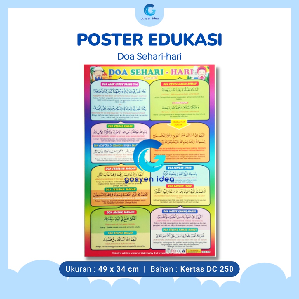 Poster Pendidikan Edukasi Anak Muslim Belajar Doa Sehari Hari