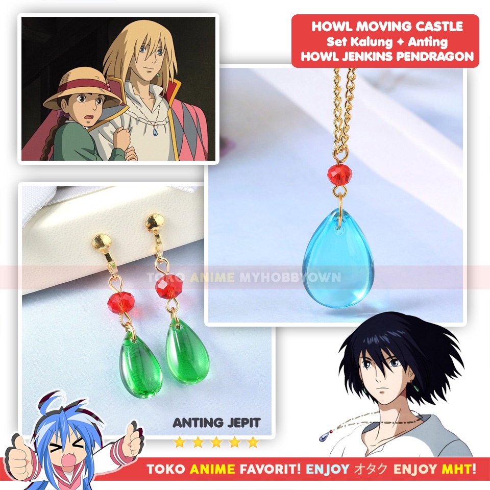 Set Anting Kalung Howl's Moving Castle Howl Jenkins Pendragon Cosplay