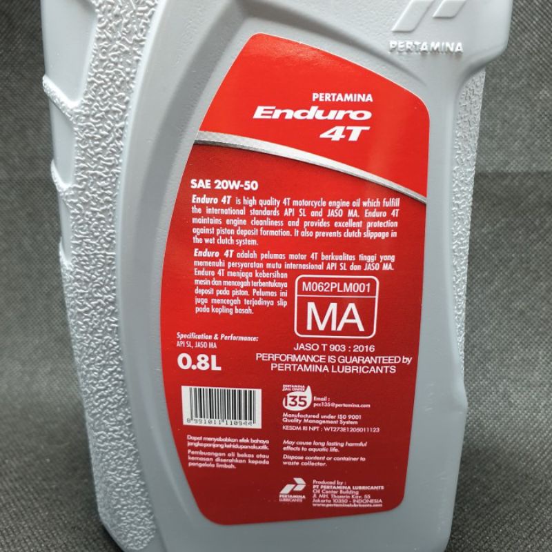OLI MESIN MOTOR PERTAMINA ENDURO 4T 20W-50 800 ML