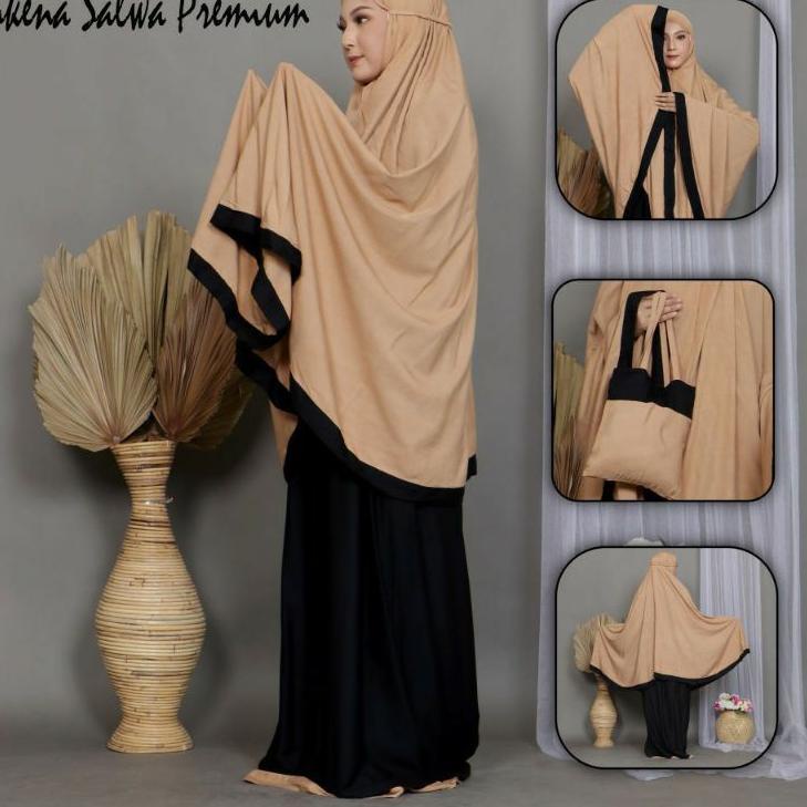 [SMJ. 4938] MUKENA POLOS BALI SALWA TWOTONE KOMBINASI - MUKENA 2in1 POLOS Free (TAS) - MUKENA DEWASA