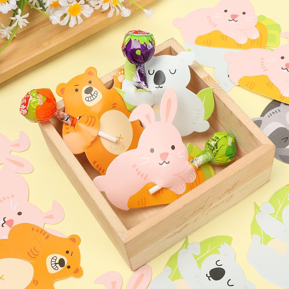Suyo 50pcs / Pak Kartu Permen Lollipop Bentuk Beruang / Kelinci / Koala Untuk Hadiah Ulang Tahun / Paskah