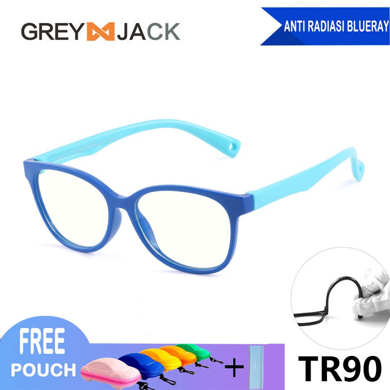 Grey Jack/Kacamata ANAK anti radiasi blueray komputer HP TV TR90/ FA8142-2