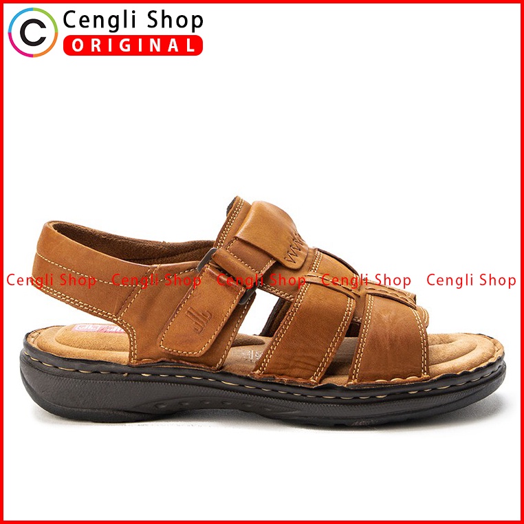 SANDAL CASUAL JIM JOKER PRIA ORIGINAL SLINGBACK KULIT COKLAT JJ09