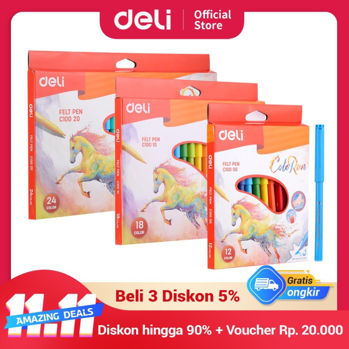 

Deli EC10000 felt pen spoild 12 colors