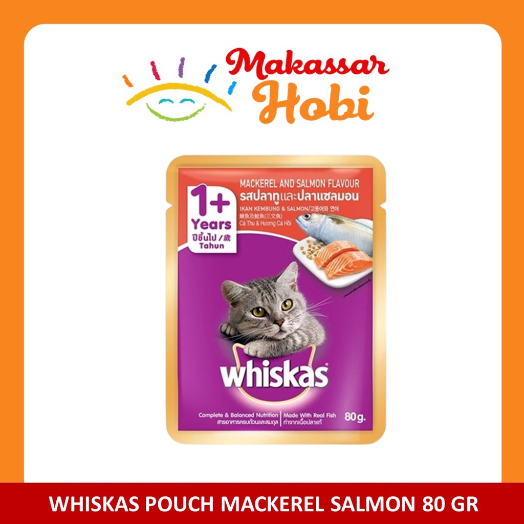 Makanan Kucing WHISKAS ADULT 85gr 85 gr gram Sachet Pouch Saset Basah Rasa Tuna Ocean Fish Mackerel Salmon Senior Murah Wet Catfood Cat Food