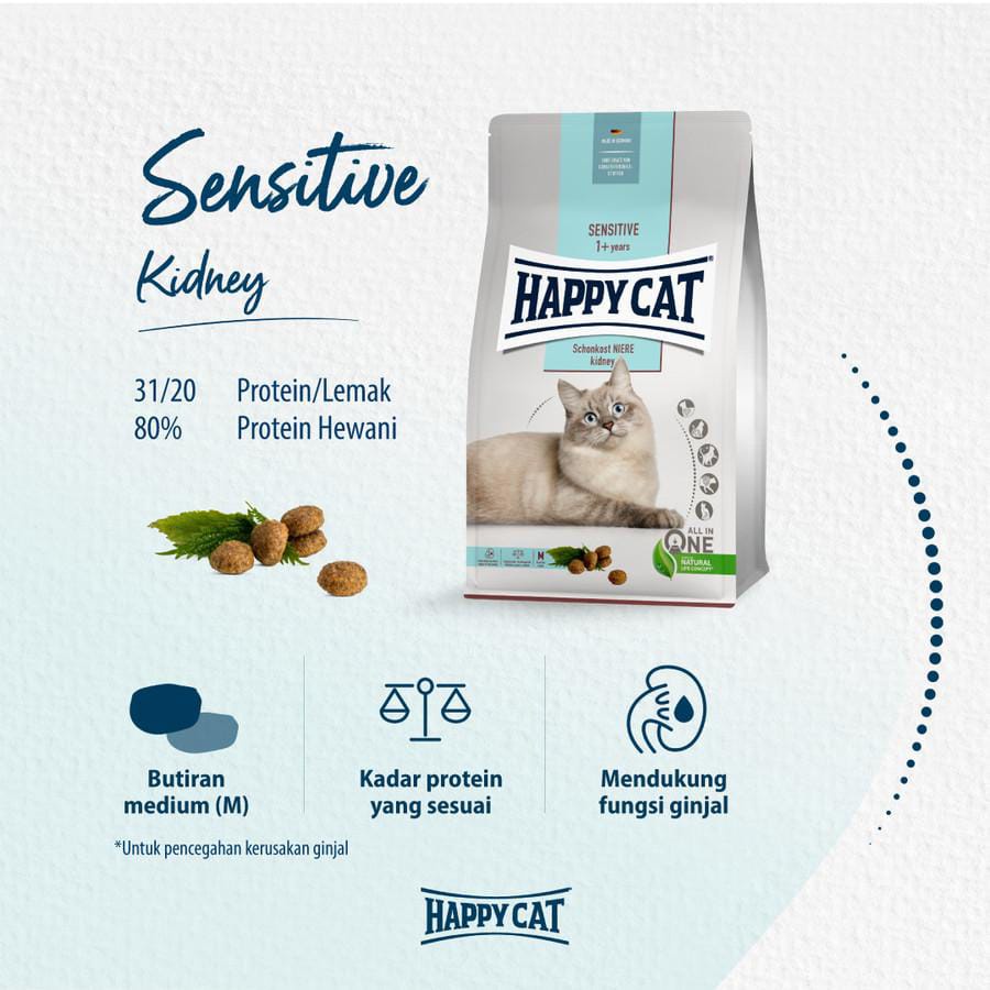 HAPPY CAT SENSITIVE RENAL KIDNEY (SCHONKOST NIERE) 1.3 KG NEW MAKANAN KUCING UNTUK SALURAN PENCERNAAN