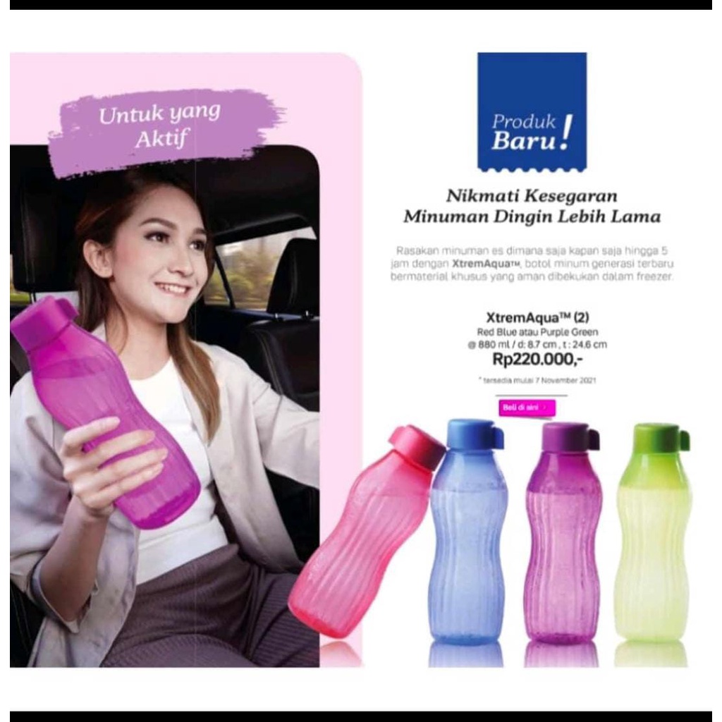 Xtreme Aqua Bottle Tupperware 880ml , Botol Minum Tupperware