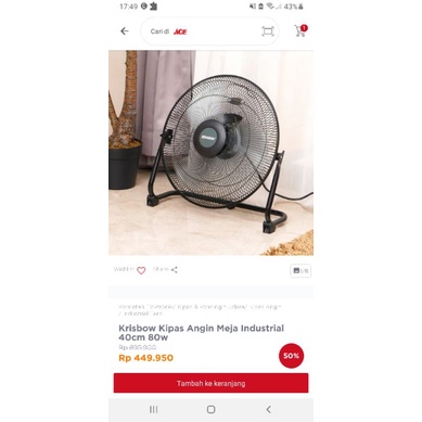 kipas angin industri krisbow ace hardware