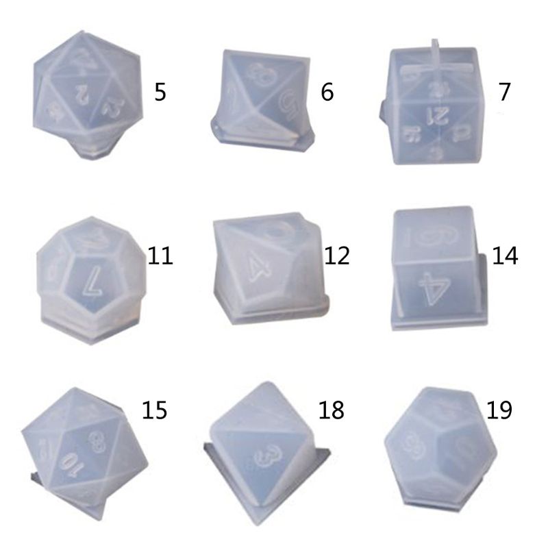 SIY  9 Shapes Dice Fillet Square Triangle Dice Mold Dice Digital Game Silicone Mould