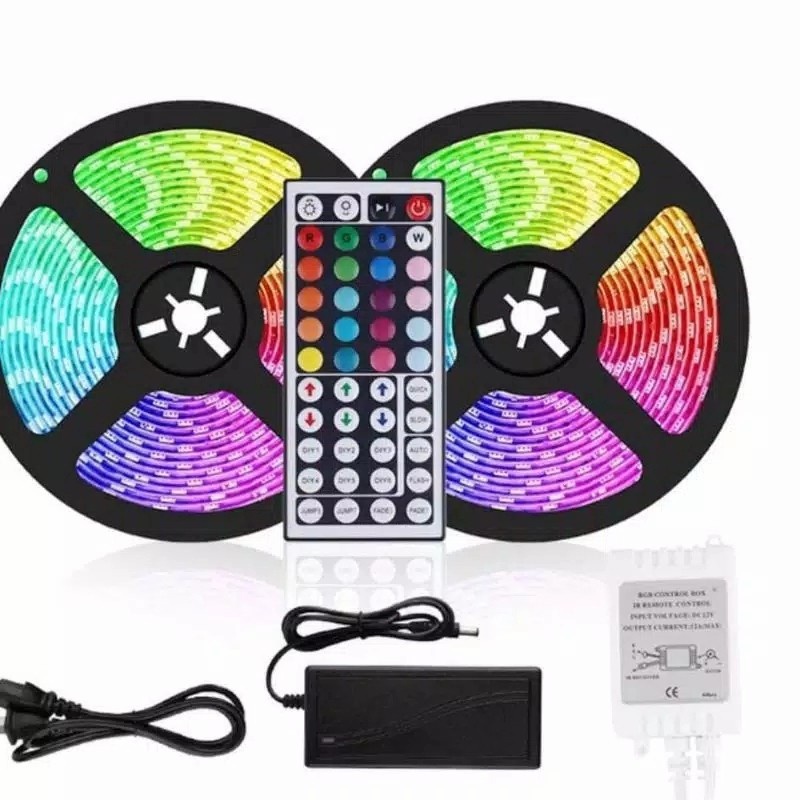 LED Strip 2835 / 5050 10Meter RGB Lengkap Remote BESAR - 5050 10m