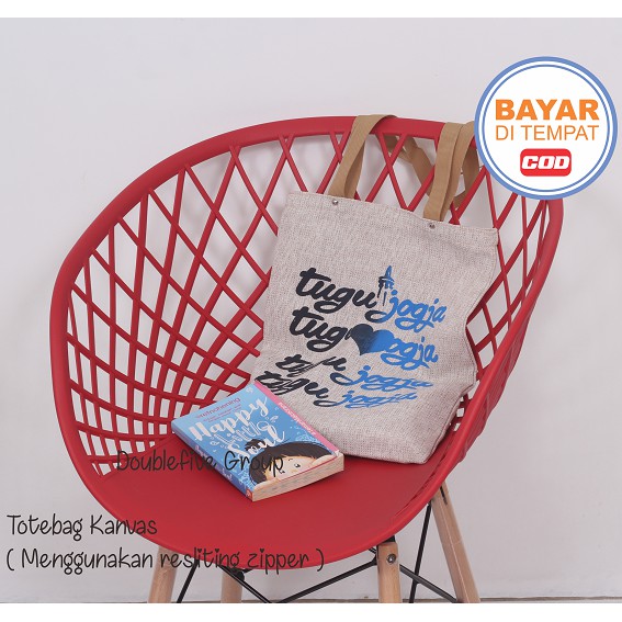 TOTE BAG WANITA TOTEBAG PRIA CANVAS MOTIF GOOD QUALITY WITH RESLETING KODE - 022