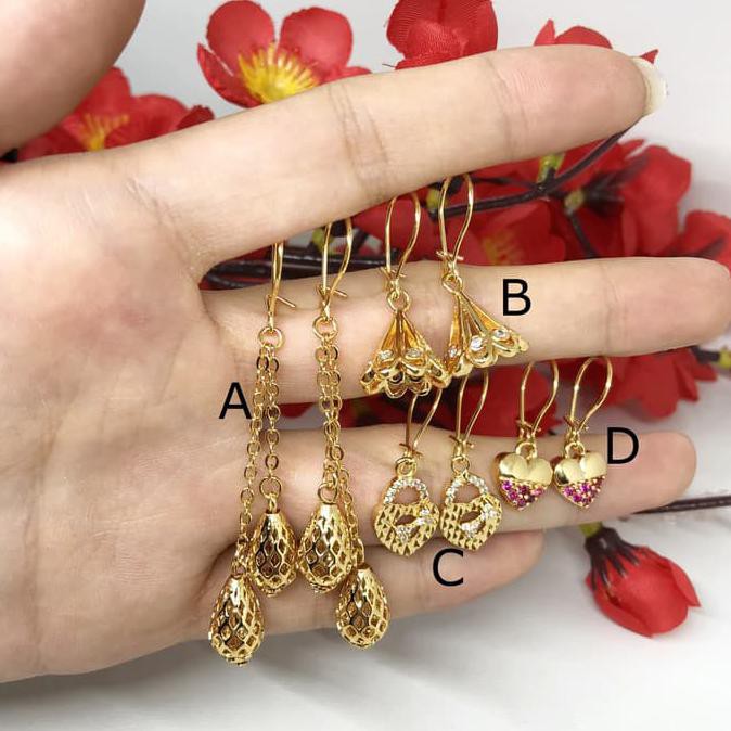 promo Anting Panjang Batu Warna Love Xuping Lapis Emas - BE234