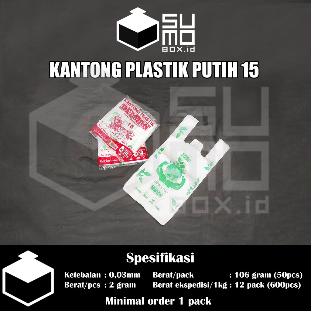 Kantong Plastik Kresek Putih Hd Ukuran 15 Isi 50 Lembar Delman Kantong Kresek Ekonomis Putih 0145