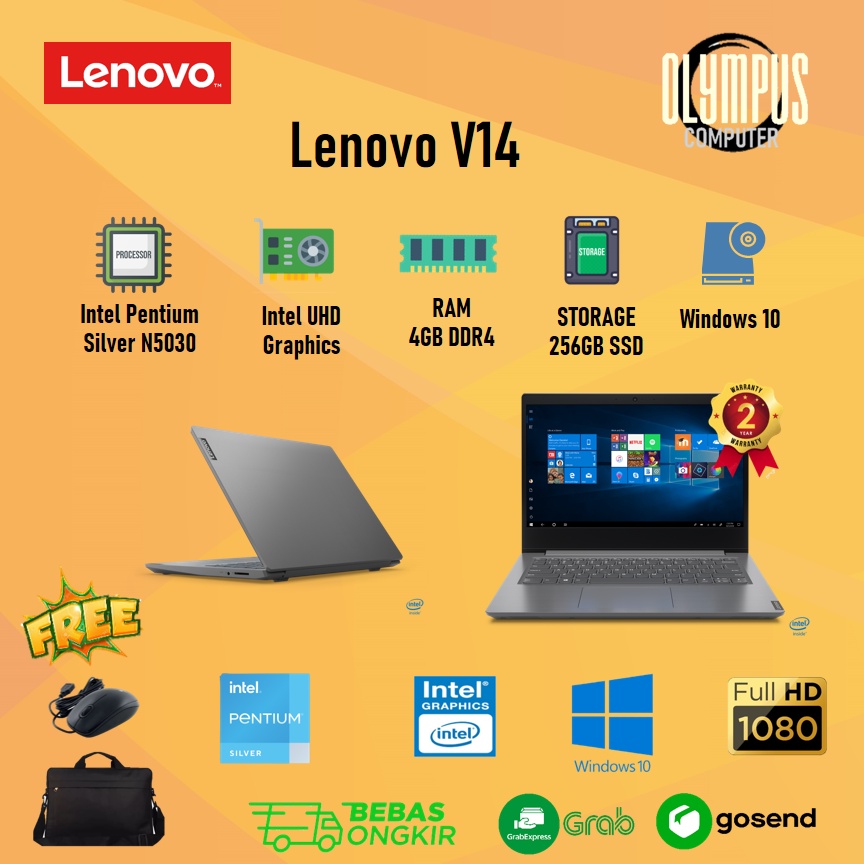 Laptop Lenovo V14 Pentium Silver N5030 4GB 256SSD W10OHS 14INCH