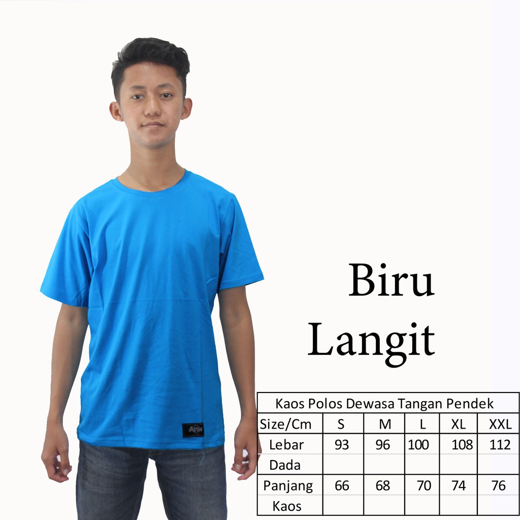KAOS POLOS COWOK DEWASA PENDEK BIRU LANGIT