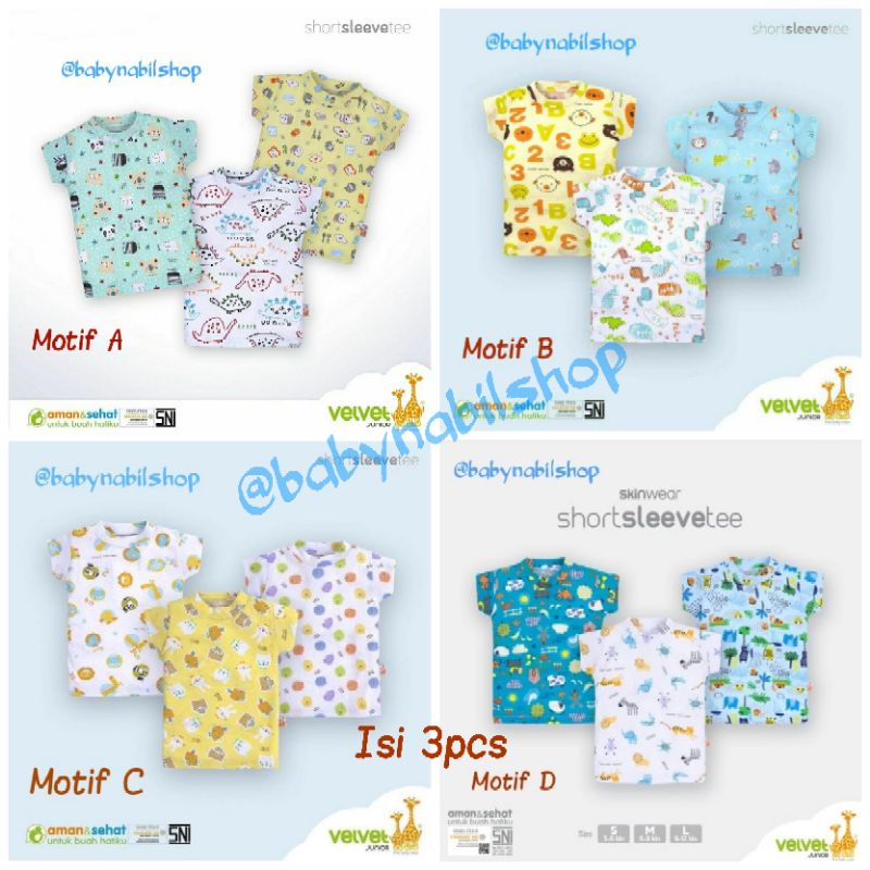 [Size SML/LB/2/3] Isi 3pcs - Kaos Oblong Velvet Junior Lengan Pintar - Oblong Bloon - Full Print-1