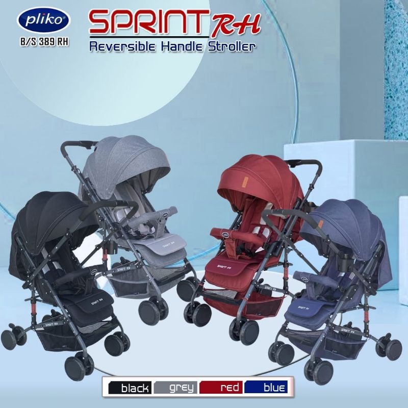 Stroller Pliko Sprint RH BS389 RH Dua Arah Reversible Handle dengan Kelambu Kereta Bayi Baru Lahir