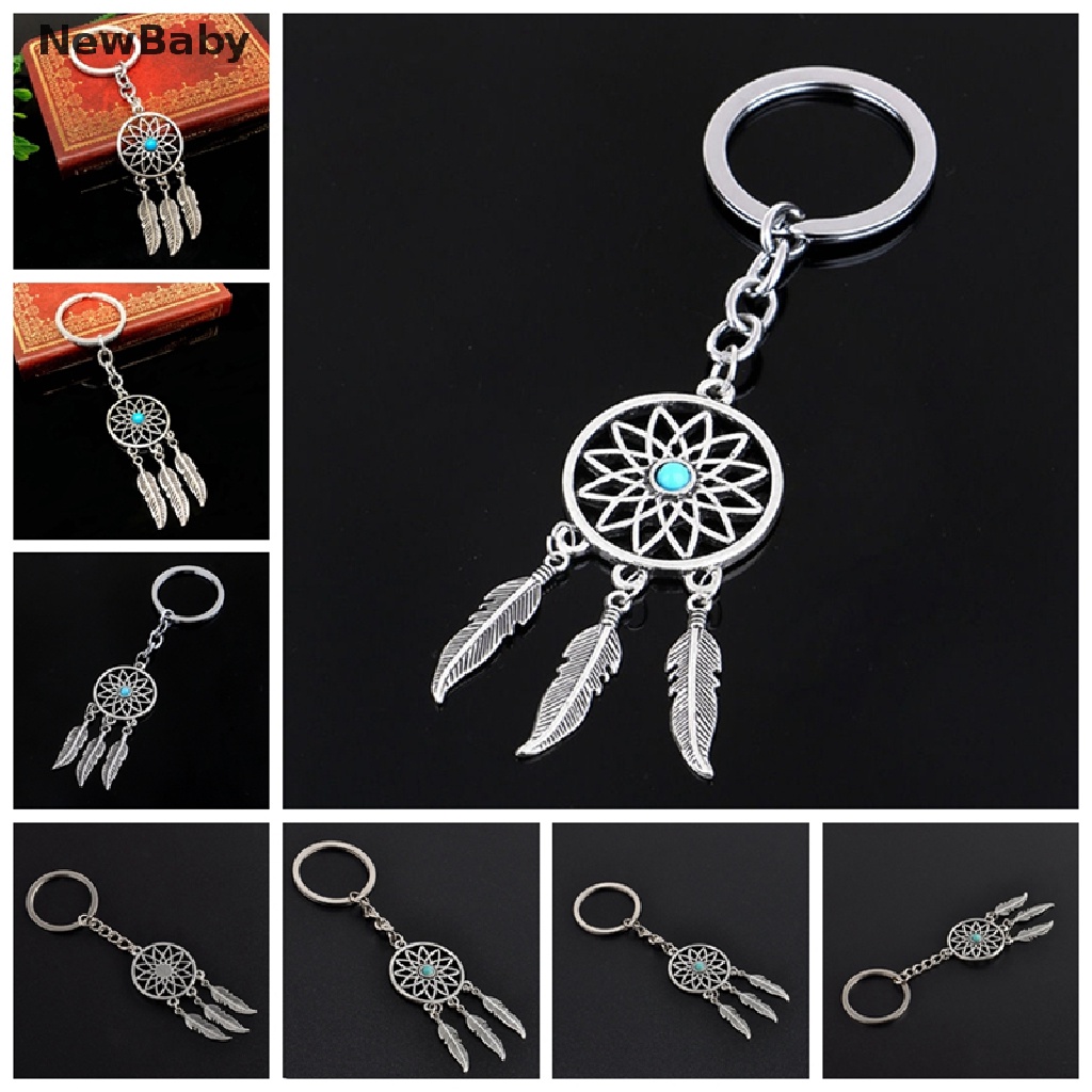 Gantungan Kunci Bentuk Dream Catcher Bahan Metal Warna Silver