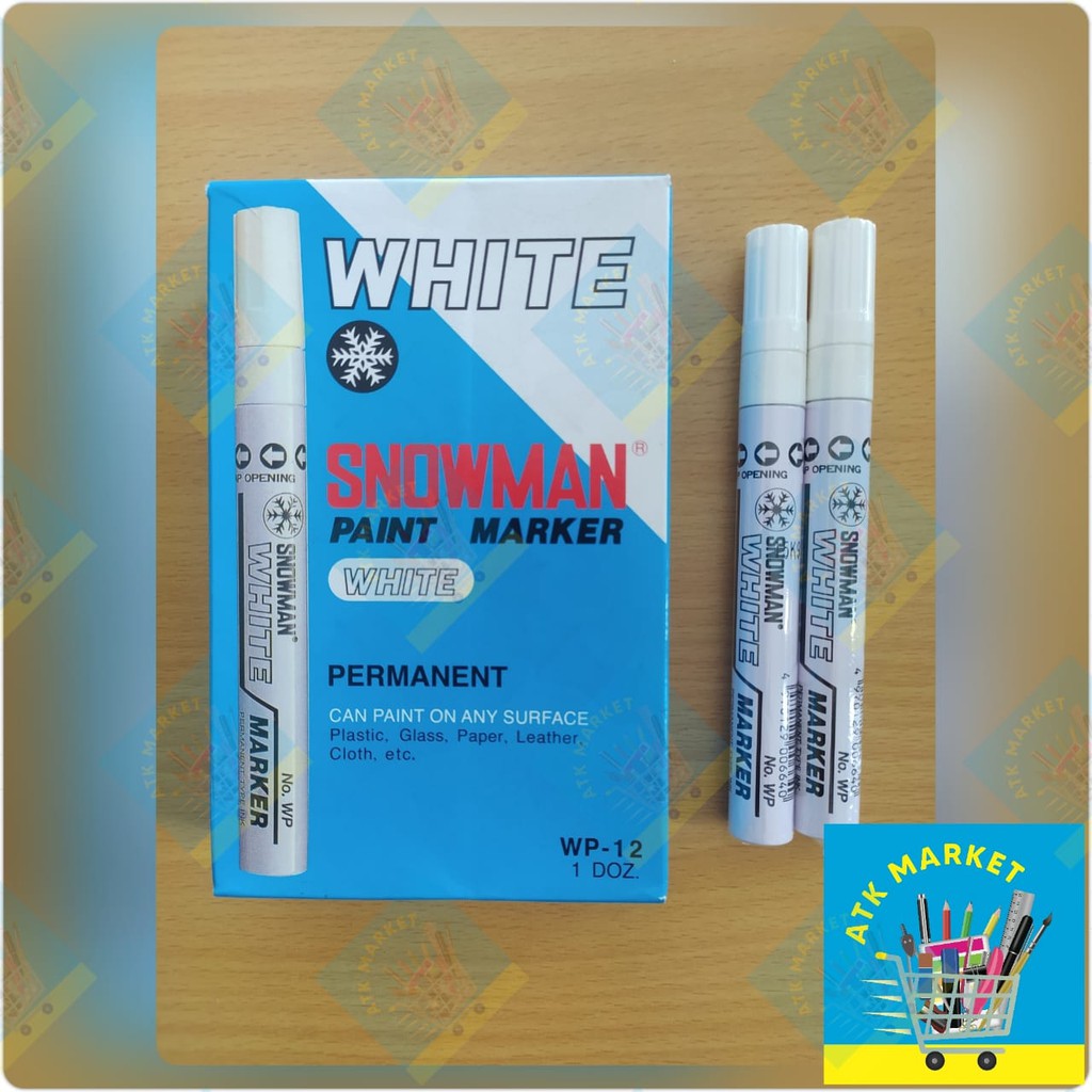 

Spidol WHITE Paint Marker Permanent SNOWMAN MEDIUM TIP Wp-12