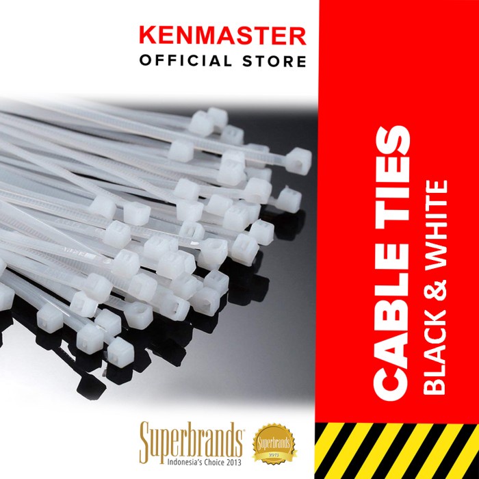 

READY Kenmaster Cable Ties 3X10cmX100Pcs Black + White ( 2 Pack ) SALE