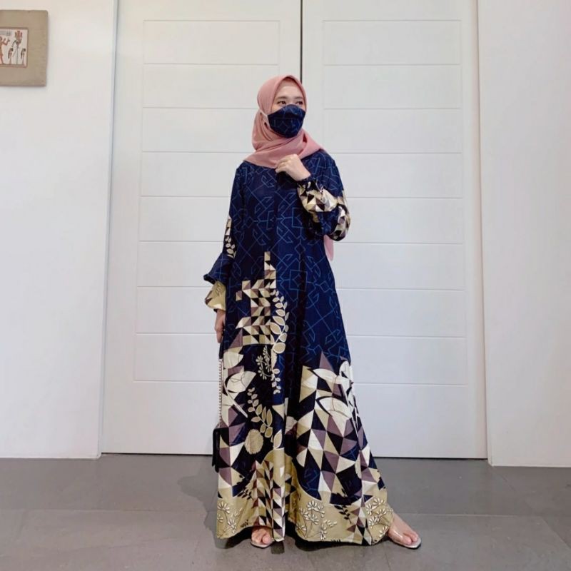 Belinda dress printing by Dewihijab Apparel | FREE MASKER