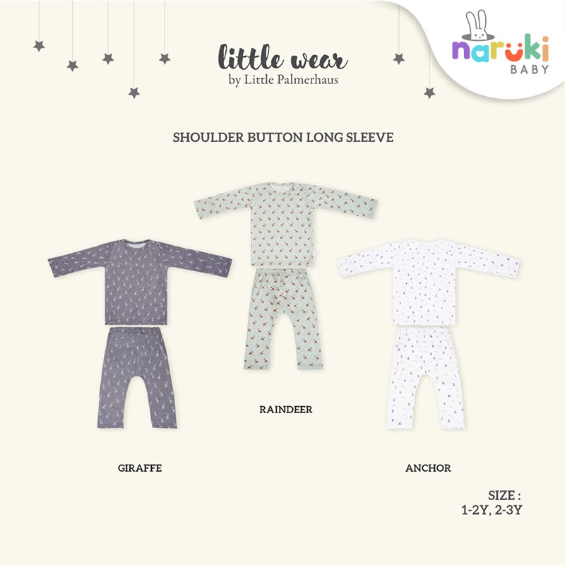 Little Palmerhaus Little Wear Button Shoulder Long Sleeve Piyama Bayi
