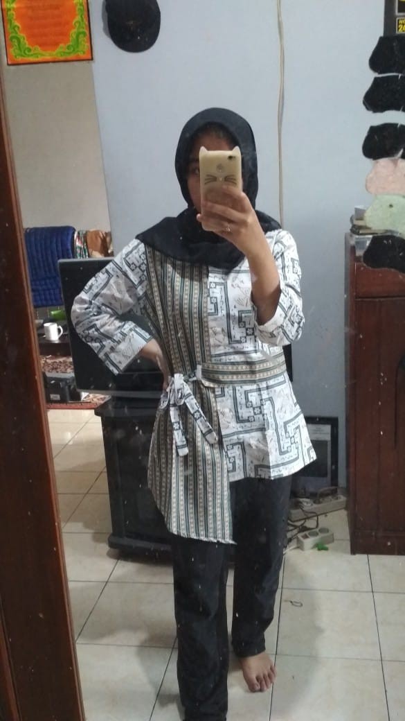 M-l-xl-xxl Batik Wanita Asj Sa Hrb026 Kenongo Kemeja Tosca Pendek