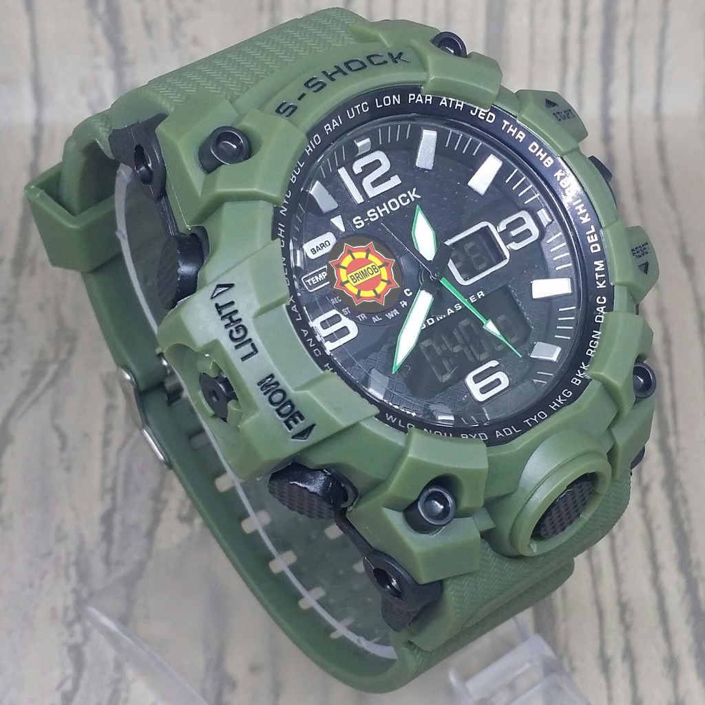 (EXCLUSIVE BOSSQUE) JAM TANGAN BRIMOB-PORLI DUAL TIME - FULL HIJAU