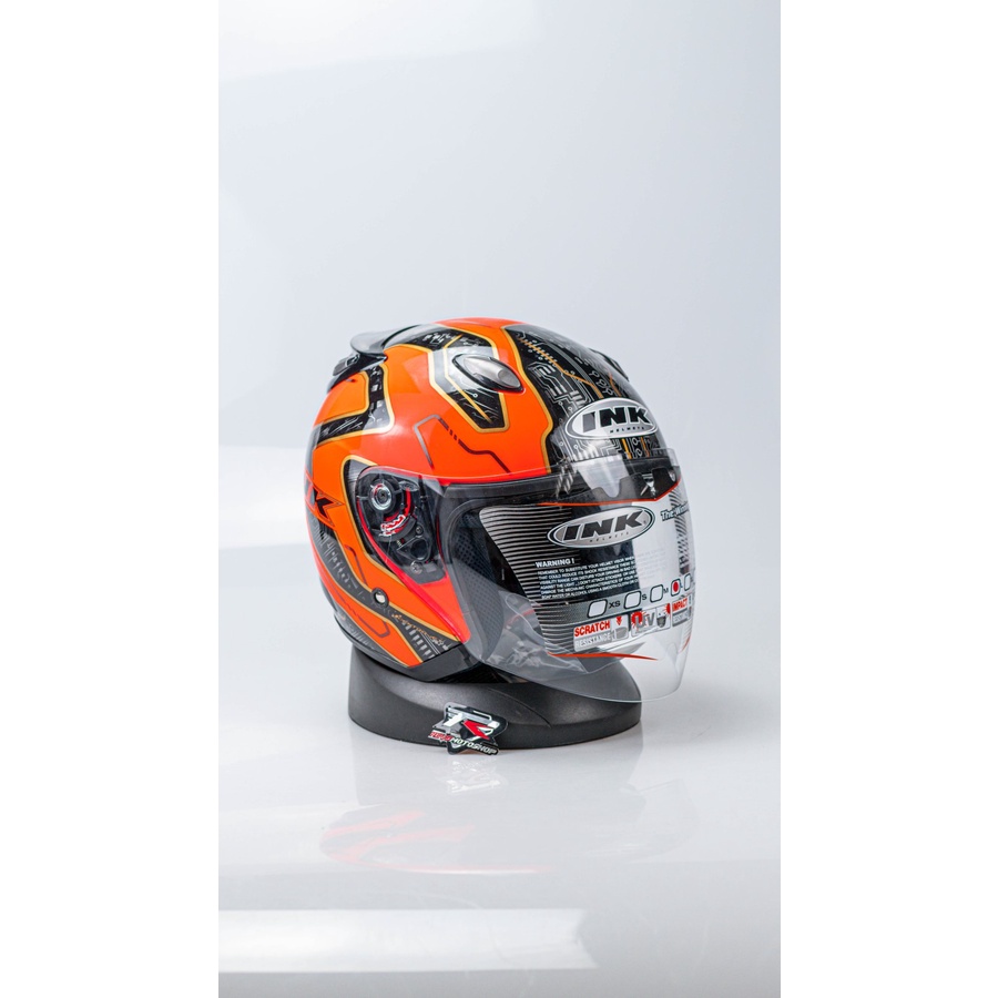 HELM INK CENTRO JET SUPER FLUO #1 - RED FLUO/BLACK/GOLD (SIZE L)