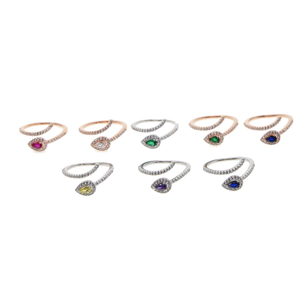 Cincin Berlian Birthstone Bentuk Ular Bahan Stainless Steel Lapis Rose Gold Untuk Wanita