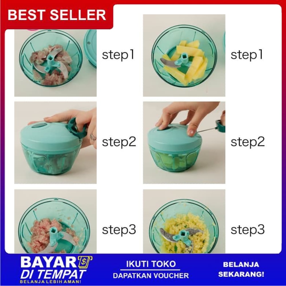 Blender Tarik Tangan Manual Speedy Chopper alat pemotong sayuran buah FF