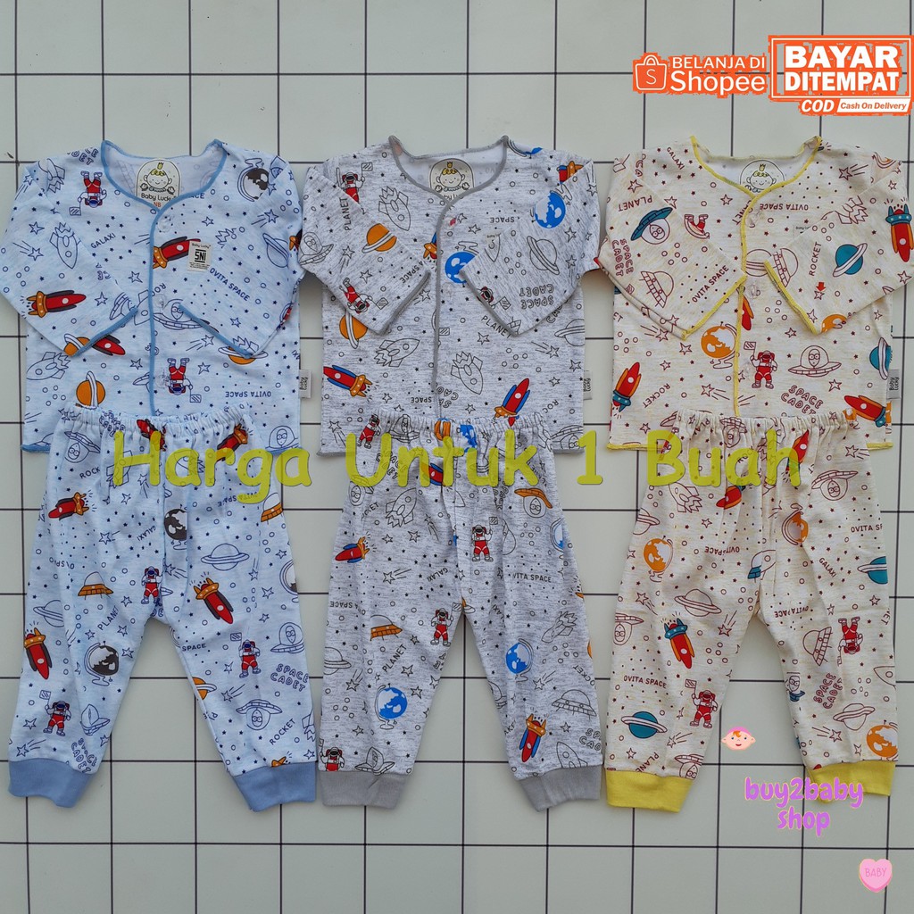 Setelan Piyama Panjang Bayi BABY LUCKY Astronot Series usia Newborn (0-3) Bulan 1 PCS