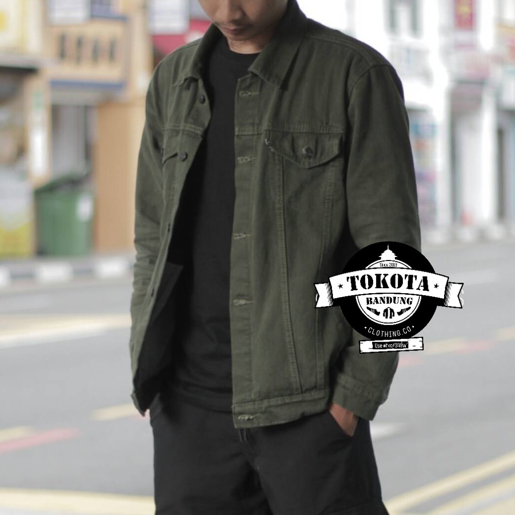 Jaket Jeans Hijau Army Premium Best Seller | Jaket Jeans Army Premium Unisex