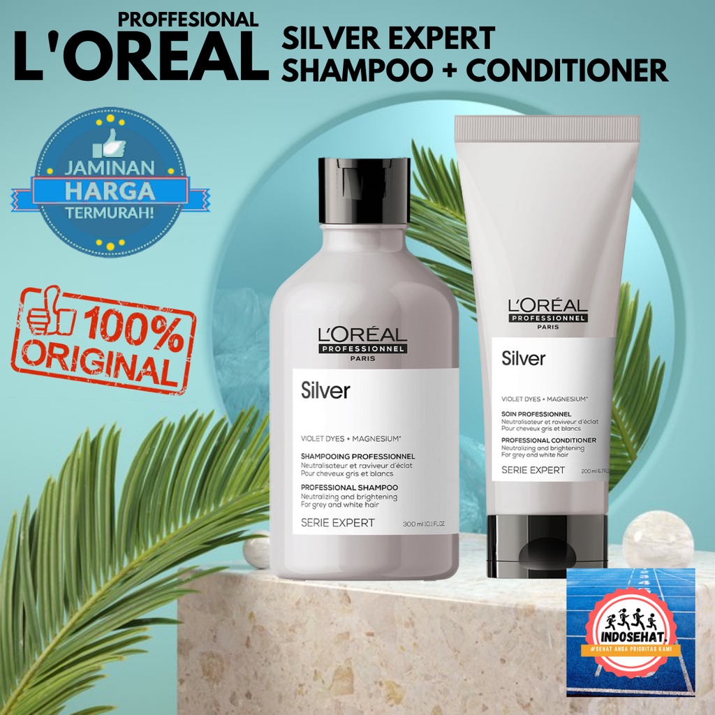 LOREAL Serie Expert Advance Silver Shampoo Conditioner Set - Shampo Kondisioner Pelembut Perawatan Warna Rambut Diwarnai